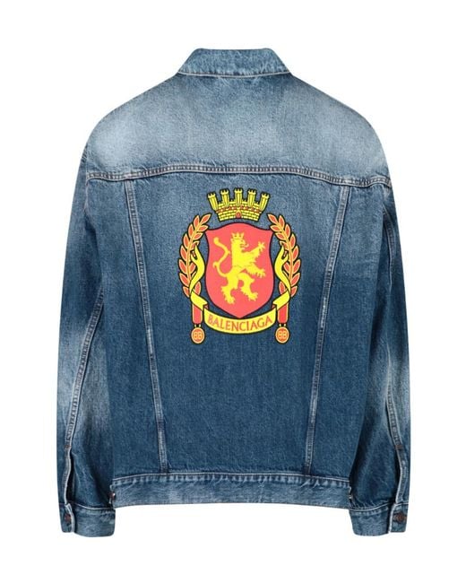 Balenciaga Blue Logo Denim Jacket for men