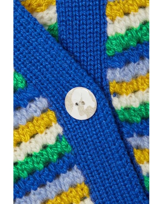 The Elder Statesman Blue Hollow-Knit Cardigan