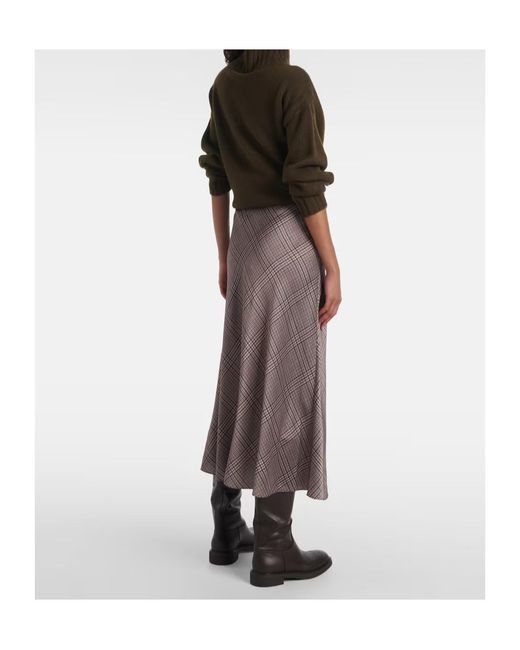 Vince Brown Plaid Satin Slip Skirt