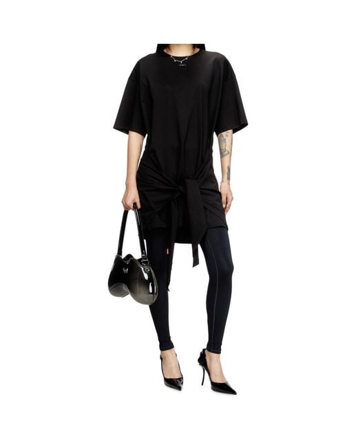DIESEL Black D-Eivor Tie Front T-Shirt Dress