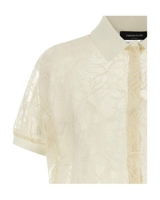 Fabiana Filippi White Short Sleeved Lace Cardigan