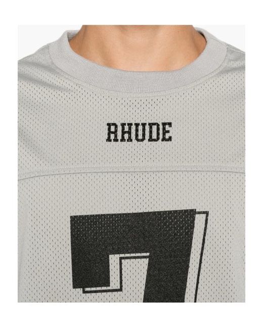 Rhude Gray Lightning Football T-Shirt for men