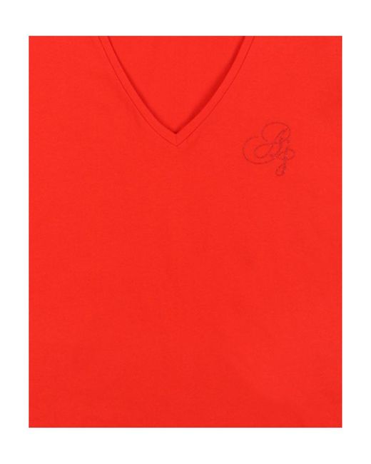 Armani Jeans Red V-Neck Logo T-Shirt