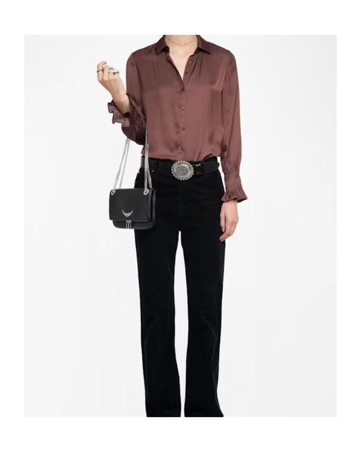 Zadig & Voltaire Purple Ruffled Long-Sleeve Top
