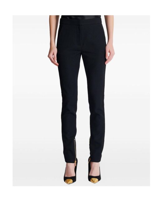 Balmain Black Virgin Wool Grain De Poudre Trousers