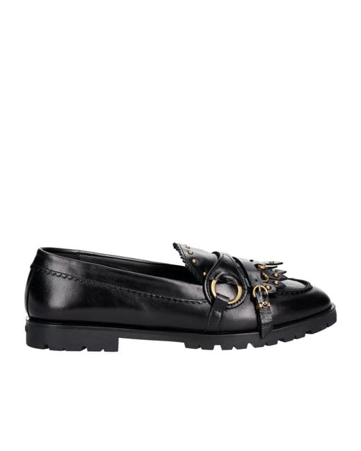 Pinko Black Round-Toe Loafers