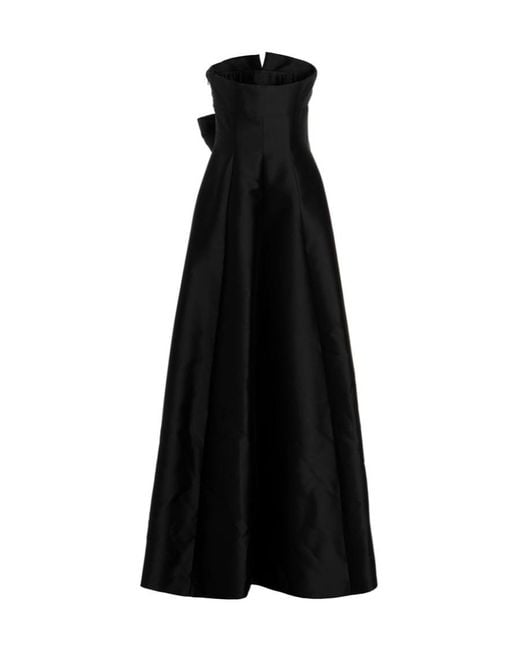 Alberta Ferretti Black Bow-Embellished Evening Gown
