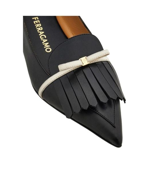 Ferragamo Black Ballet Flat With Mini Bow Detail