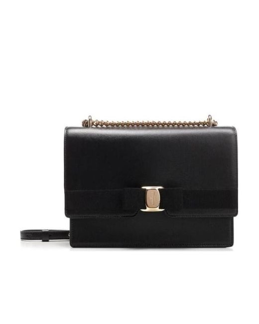 Ferragamo Black Vara Bow Medium Shoulder Bag