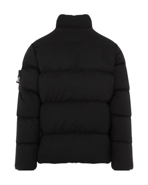 Stone Island Black Logo Patch Zipped Padded Jacket for men
