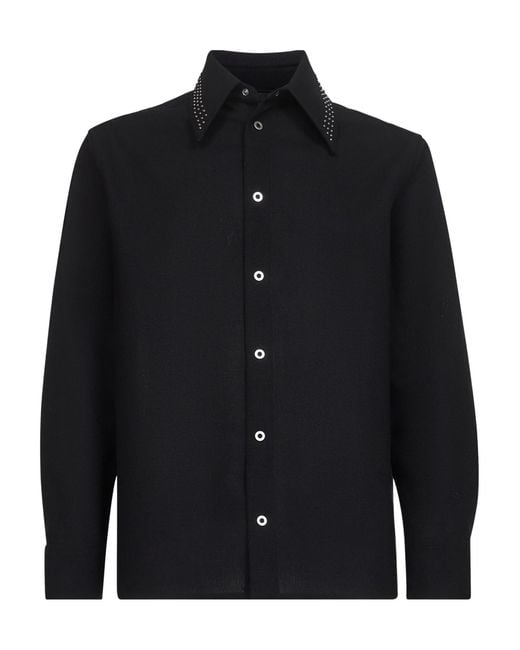 Jil Sander Blue Stud-Embellishment Long-Sleeved Shirt for men