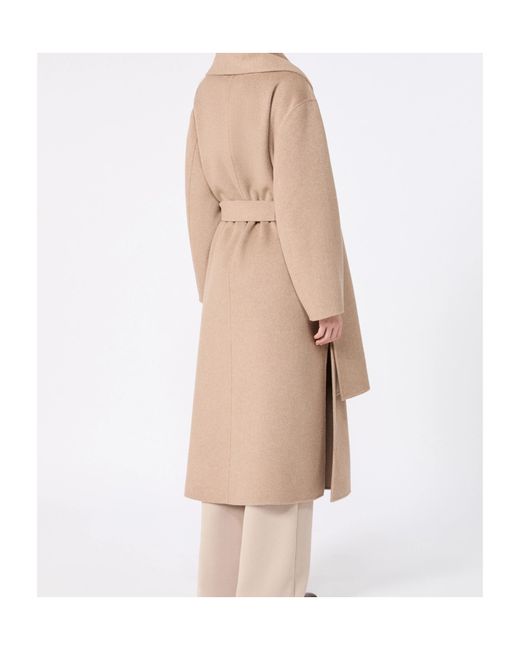 Max Mara Natural Double Wool And Cashmere Robe Coat