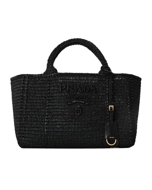 Prada Black Simple And Elegant Woven Handbag