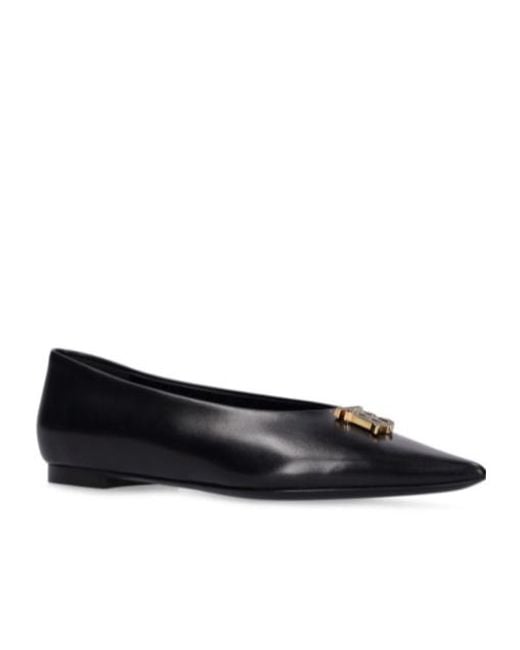 Burberry Black 10Mm Ezra Leather Flats Shoes
