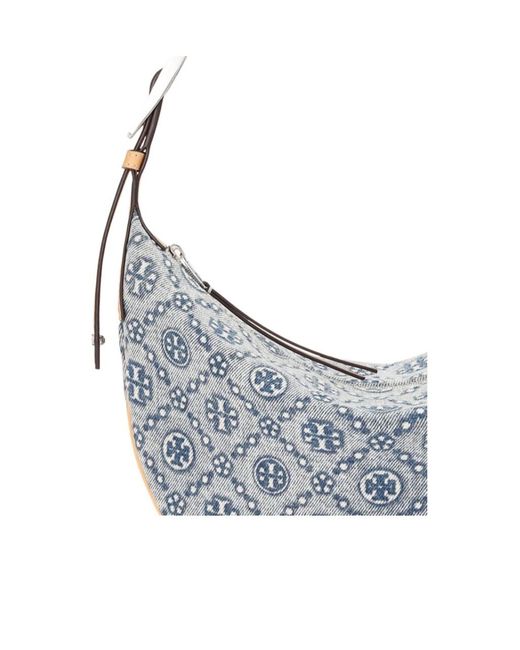 Tory Burch Gray Small Logo-Patterned Tote Bag