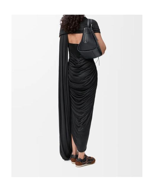 Loewe Black Gathered Draped Sleeveless Dress