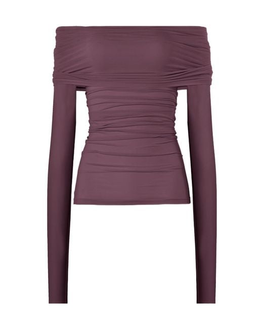 Wolford Purple Draped Long-Sleeve Top
