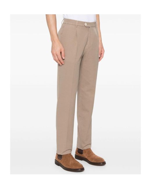 Brunello Cucinelli Natural Pressed-Crease Trousers for men