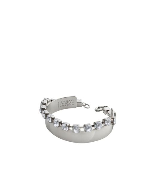 MM6 by Maison Margiela White Crystal Chain Bracelet
