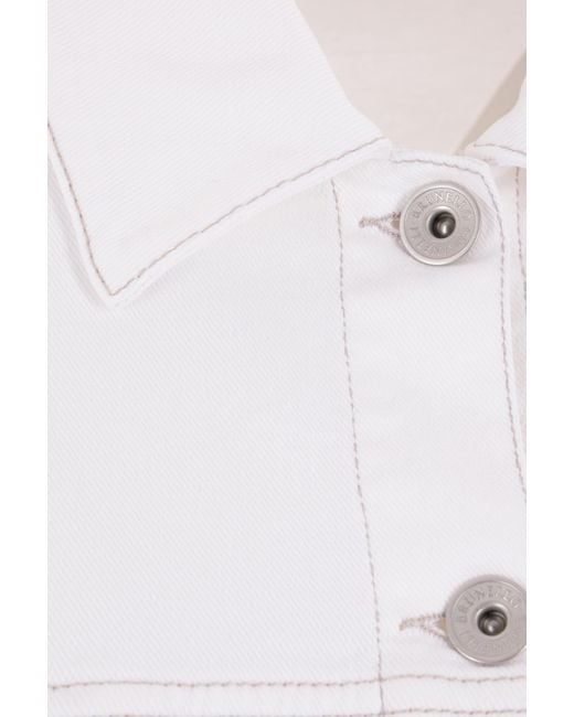 Brunello Cucinelli White Buttoned Denim Jacket