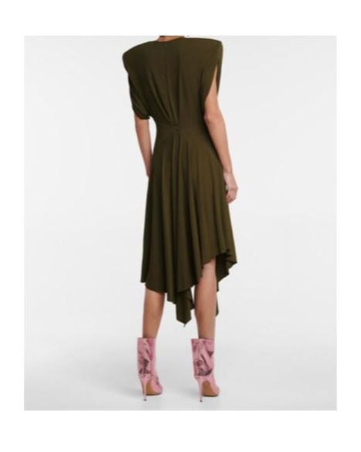 Alexandre Vauthier Green Asymmetric Jersey Midi Dress
