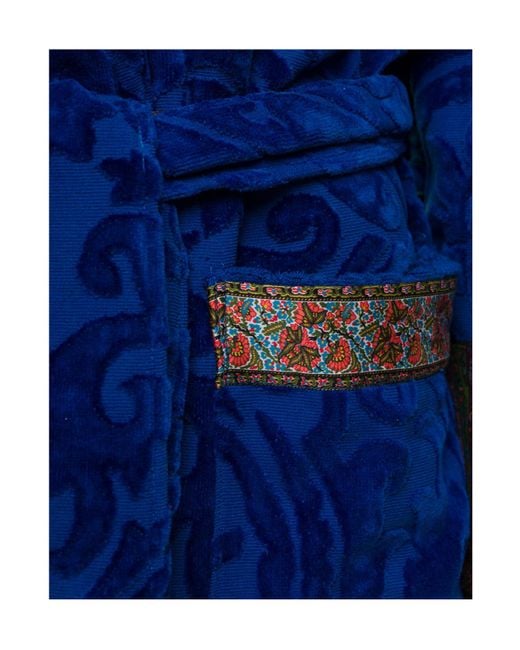 Etro Blue New Tradition Hooded Paisley-Print Bath Robe