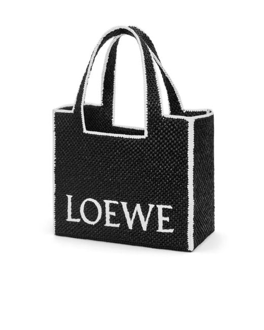 Loewe Black Logo Embroidered Large Tote Bag