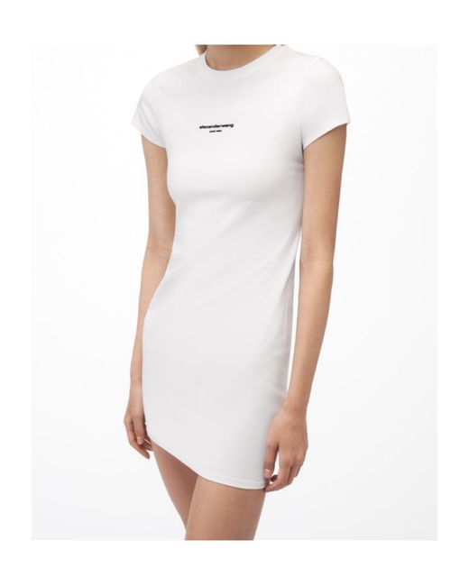 Alexander Wang White Logo-Print Mini Dress