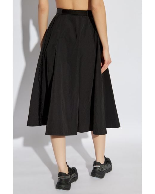 Moncler Black Belted A-Line Midi Skirt