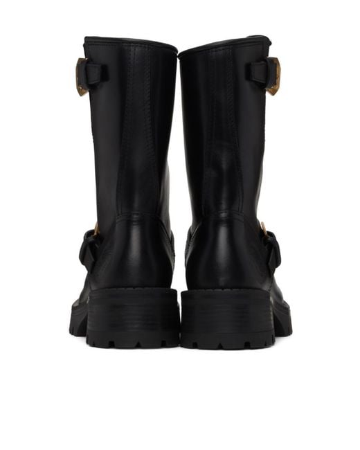 Versace Black Medusa-Embossed Leather Boots