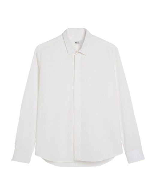 AMI White Ami-De-Coeur-Motif Cotton Shirt for men
