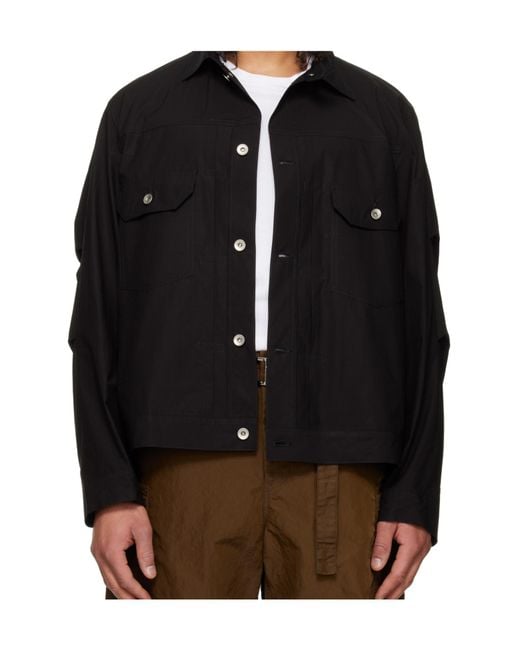 Sacai Black Button-Up High Neck Jacket for men