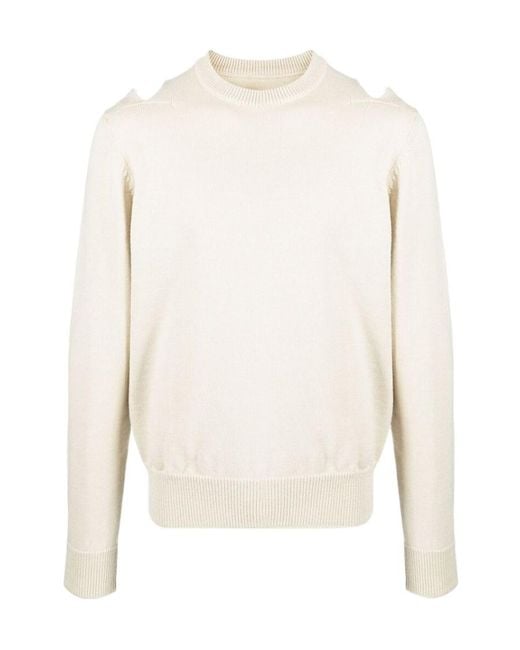 Jil Sander White Cut-Out Detailed Crewneck Jumper for men