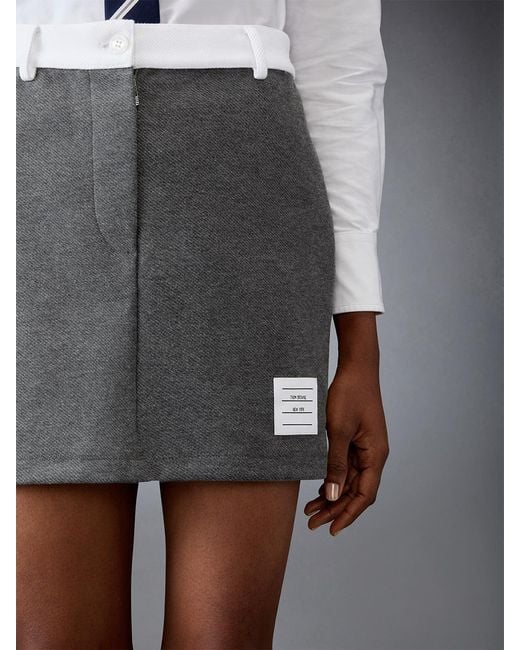 Thom Browne Gray Logo-Patch Mini Skirt