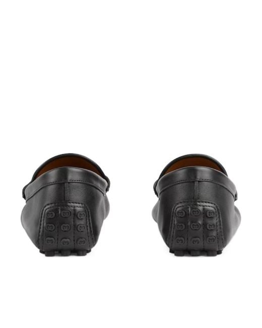 Gucci Black Horsebit Slip-On Drivers for men