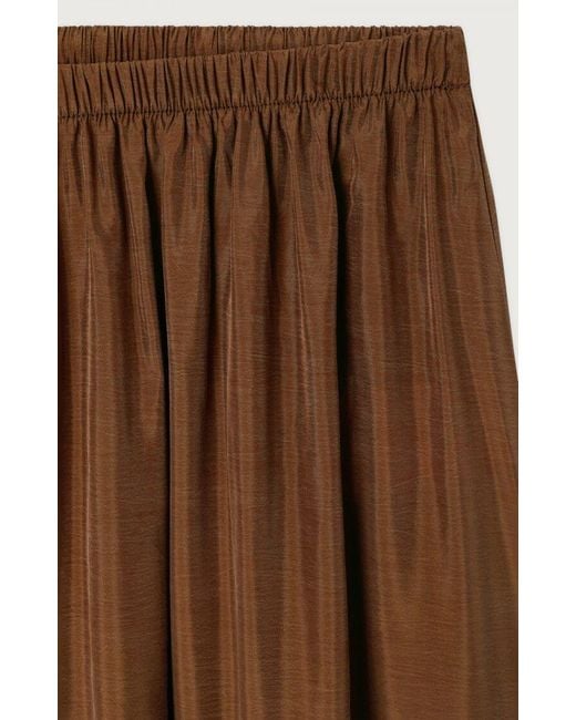 American Vintage Brown Elastic Waistband Midi Skirt