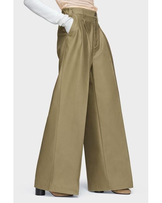 Maison Margiela Green Wide-Leg Pleated Trousers