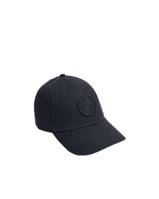 Stone Island Blue Logo Cotton Baseball Cap for men