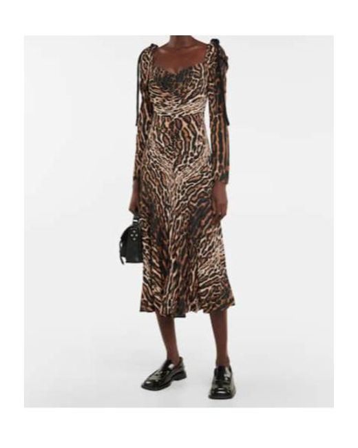 Proenza Schouler Natural Leopard-Print Midi Dress