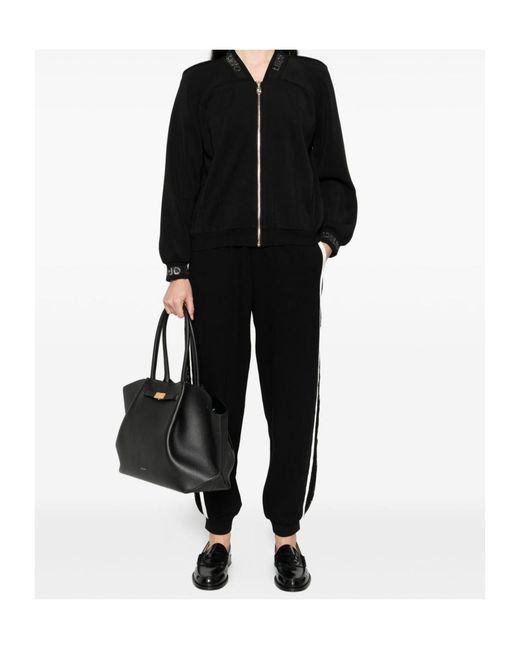 Liu Jo Black Side-Stripe Drawstring Joggers