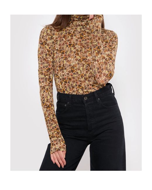 Isabel Marant Brown Multicolored Printed Knitted Top