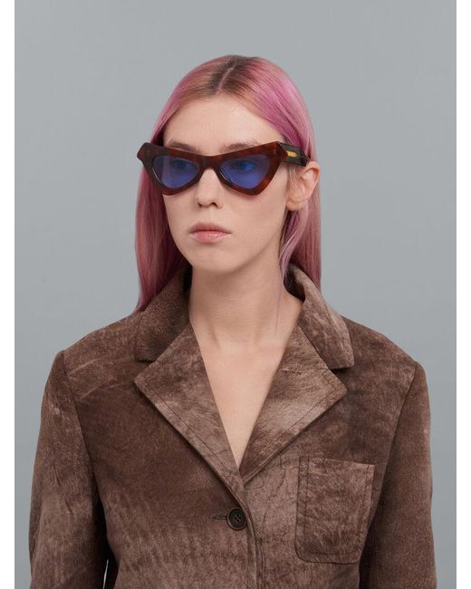Marni White Fairy Pool Triangular-Frame Sunglasses