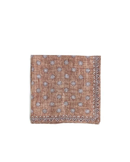 Brunello Cucinelli Brown Geometric-Printed Finished Edge Pocket Square for men