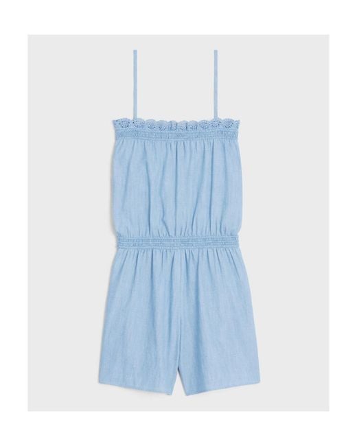 Céline Blue Smocked Playsuit