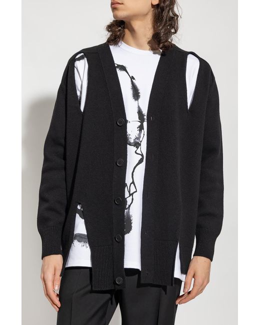 McQueen Black Cut-Out Knitted Cardigan for men