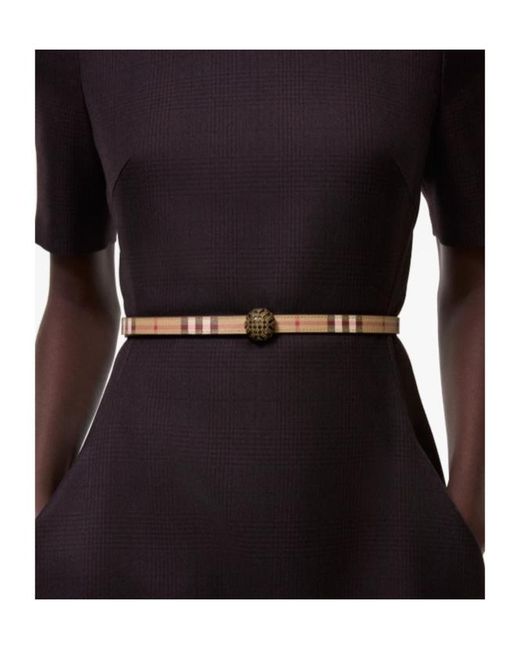 Burberry White Checked Buckle Belt
