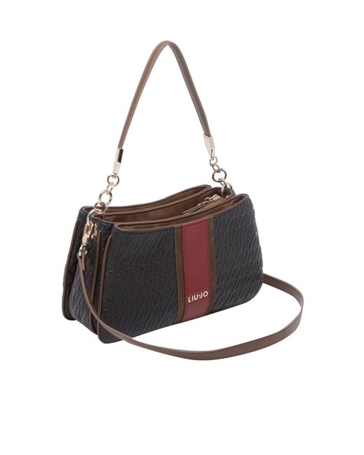 Liu Jo Black Embossed Panel Shoulder Bag