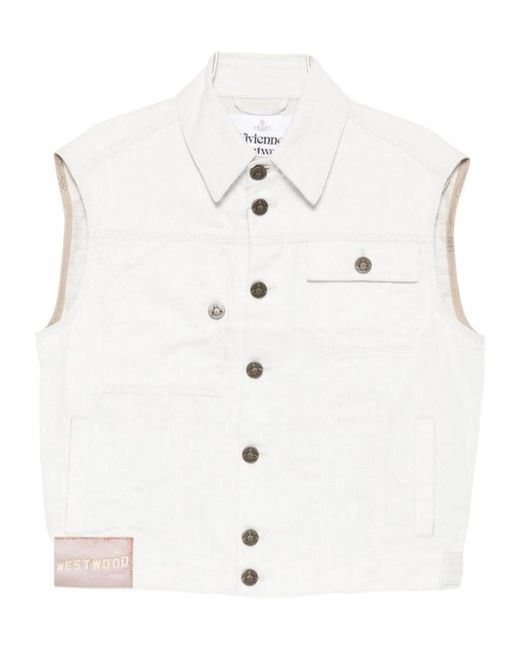 Vivienne Westwood White Button Vest for men