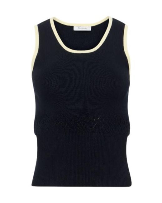 J.W. Anderson Blue Jw Anderson Contarsted-Trim Ribbed Tank Top