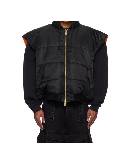 Vetements Black Zip-Up Quilted Vest for men